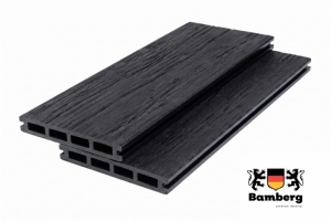 Пустотелая террасная доска дпк Bamberg Square Fossiled, Ceylon Ebony (Окаменелое дерево)  — Black Deck