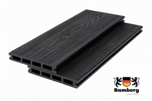 Пустотелая террасная доска ДПК Bamberg Square 3D Natural, Ceylon Ebony (Цейлонский Эбен) — Black Deck